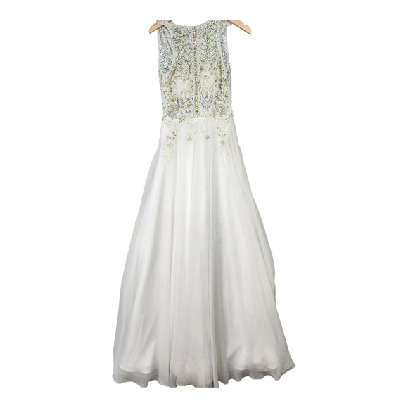 Bicici Coty Formal Dress Women Small White Beaded Prom Gown Evening Crafty Flaws - Picture 3 of 16